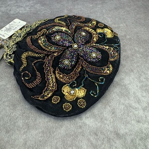 Vintage NWT Silk Beaded Embroidered Black Evening Framed Bag - Picture 11 of 13